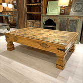 Mughal Hand Painted and Hand Carved Solid Wood Coffee Table C36